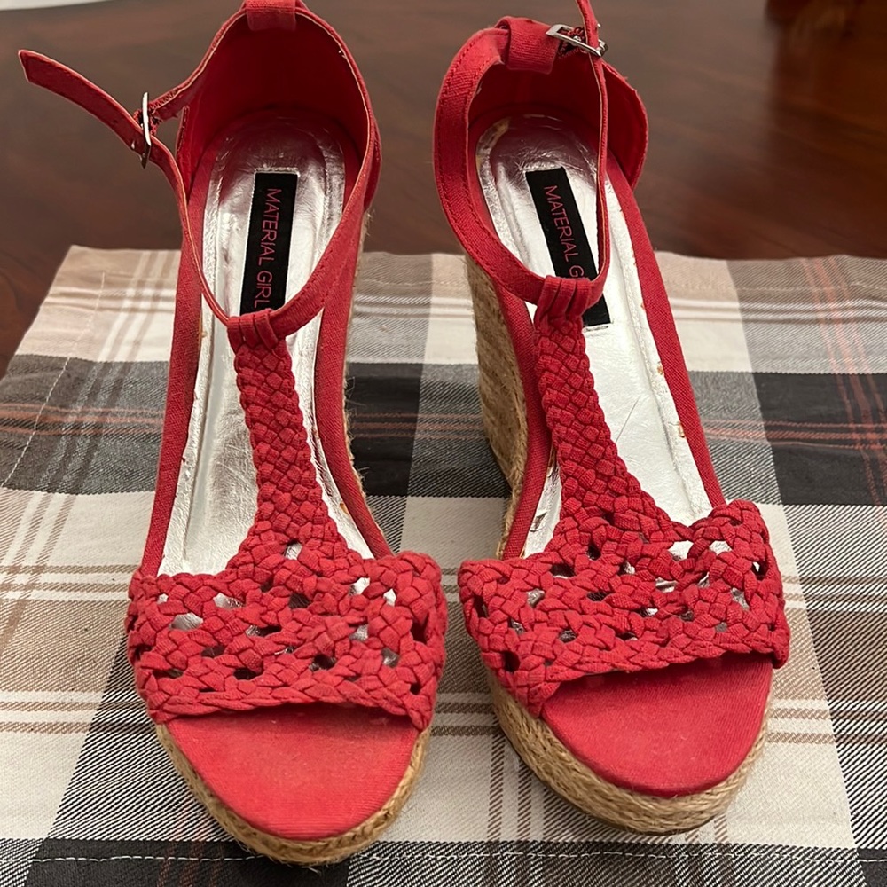 Red Material girl Wedges size 7.5